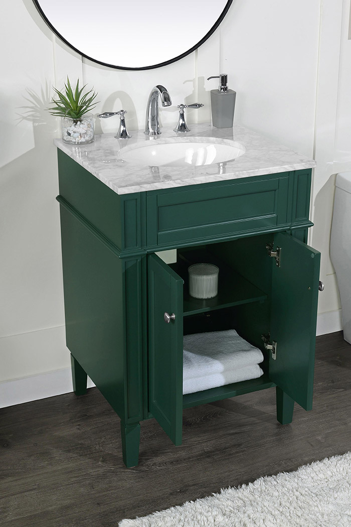Elegant Single Bathroom Vanity Set - Green, L 24" (VF12524GN)