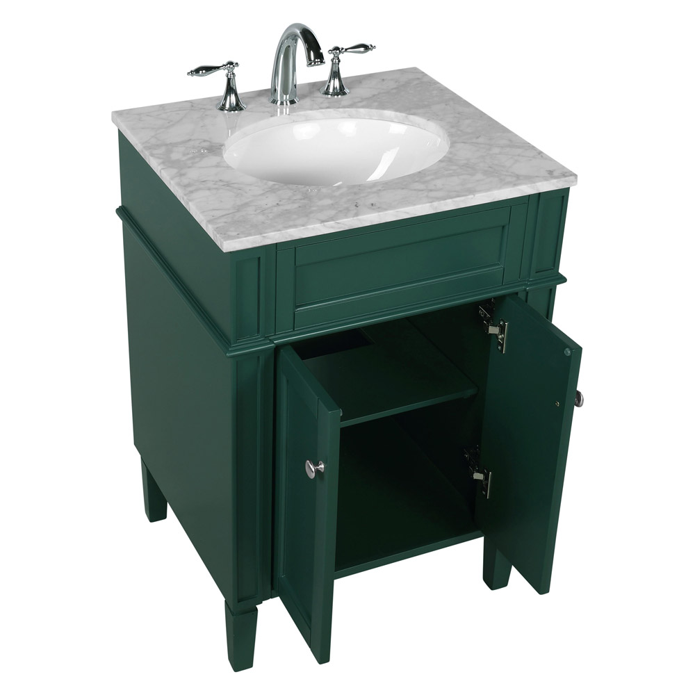 Elegant Single Bathroom Vanity Set - Green, L 24" (VF12524GN)