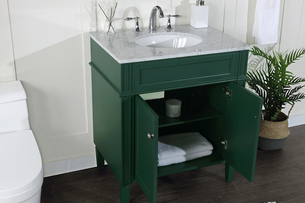 Elegant Single Bathroom Vanity Set - Green, L 30" (VF12530GN)