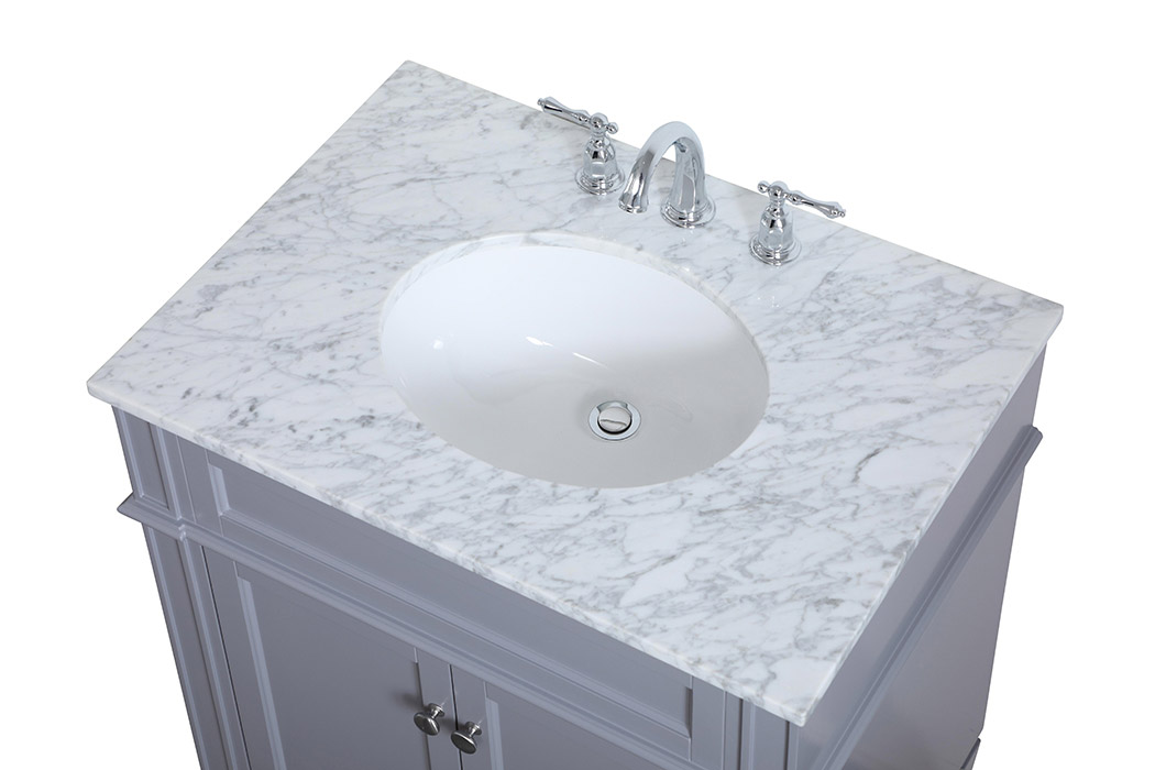 Elegant Single Bathroom Vanity Set - Gray, L 30" (VF12530GR)