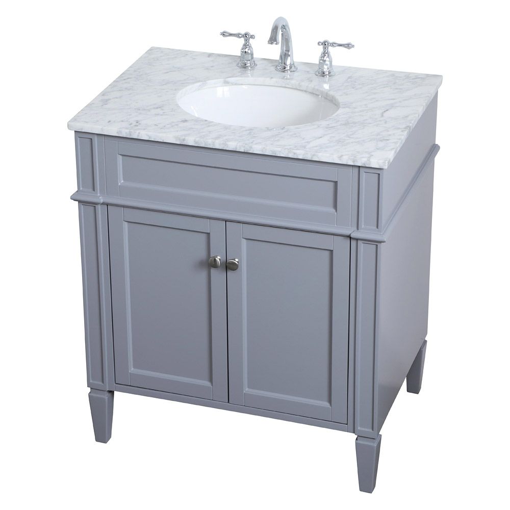 Elegant Single Bathroom Vanity Set - Gray, L 30" (VF12530GR)