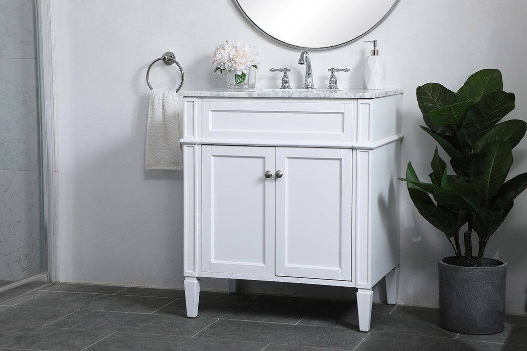 Elegant Single Bathroom Vanity Set - White, L 30" (VF12530WH)