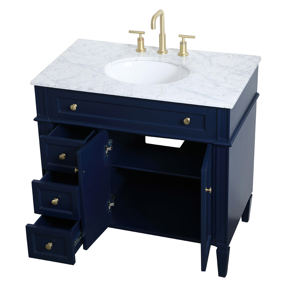 Elegant Single Bathroom Vanity Set - Blue, L 36" (VF12536BL)