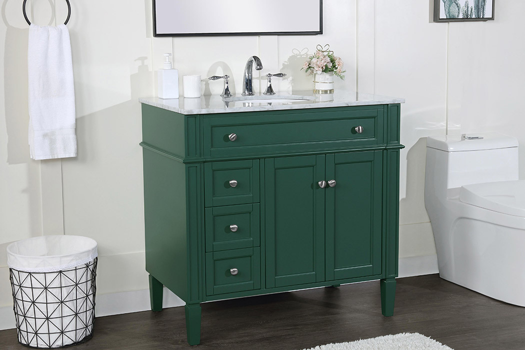 Elegant Single Bathroom Vanity Set - Green, L 36" (VF12536GN)