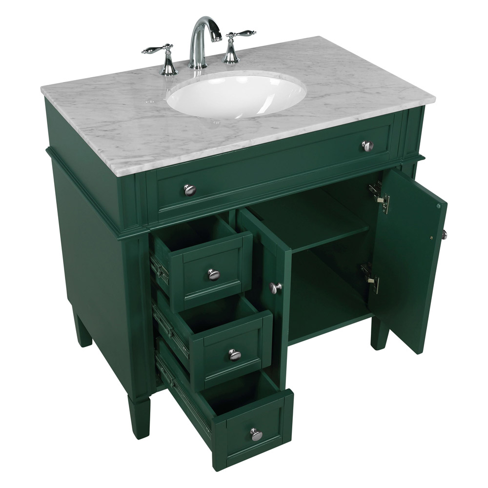 Elegant Single Bathroom Vanity Set - Green, L 36" (VF12536GN)