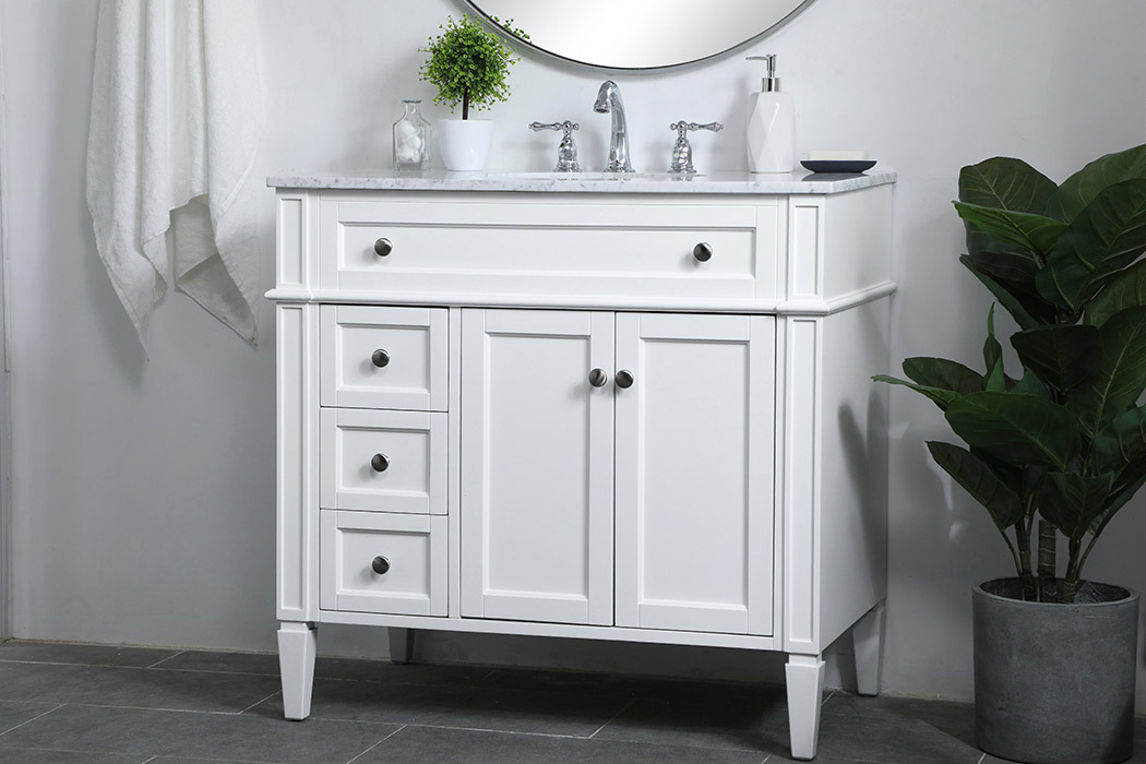 Elegant Single Bathroom Vanity Set - White, L 36" (VF12536WH)