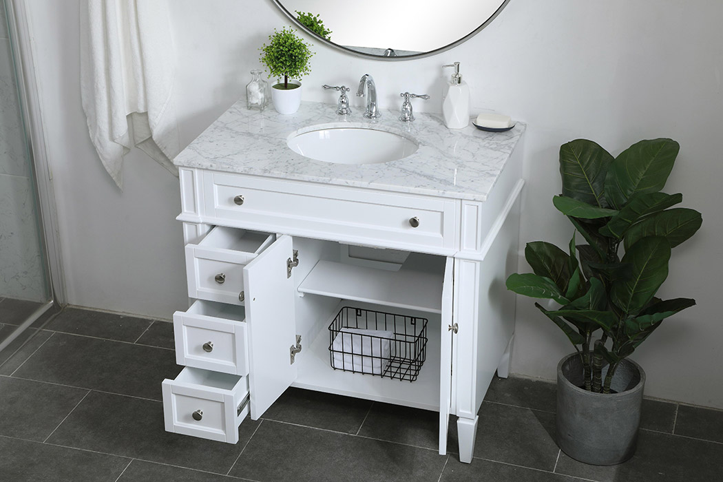 Elegant Single Bathroom Vanity Set - White, L 36" (VF12536WH)