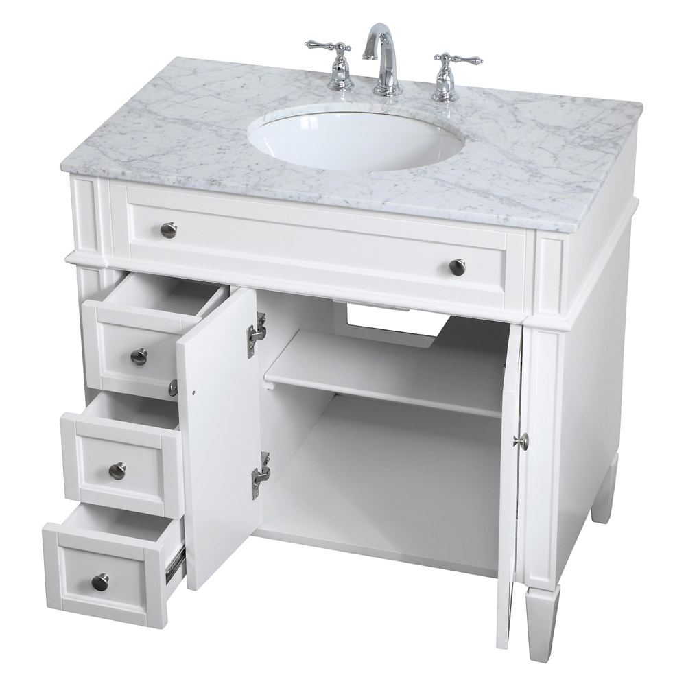 Elegant Single Bathroom Vanity Set - White, L 36" (VF12536WH)
