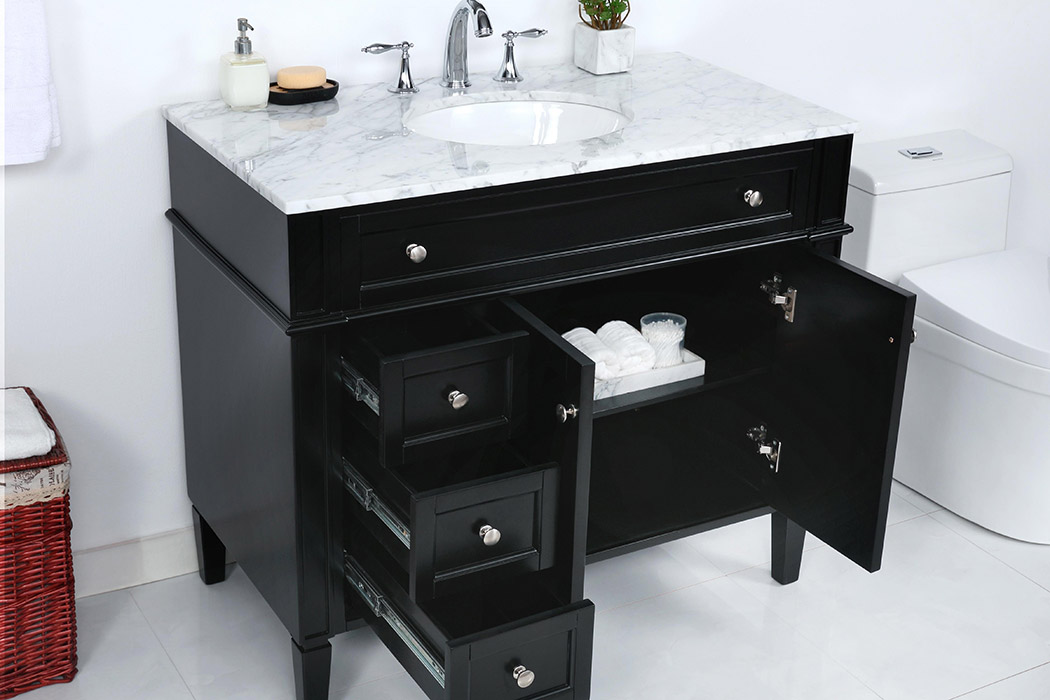 Elegant Single Bathroom Vanity Set - Black, L 40" (VF12540BK)