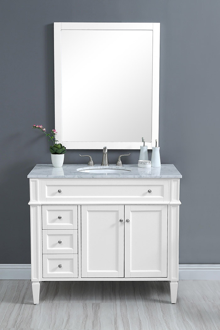 Elegant Single Bathroom Vanity Set - White, L 40" (VF12540WH)