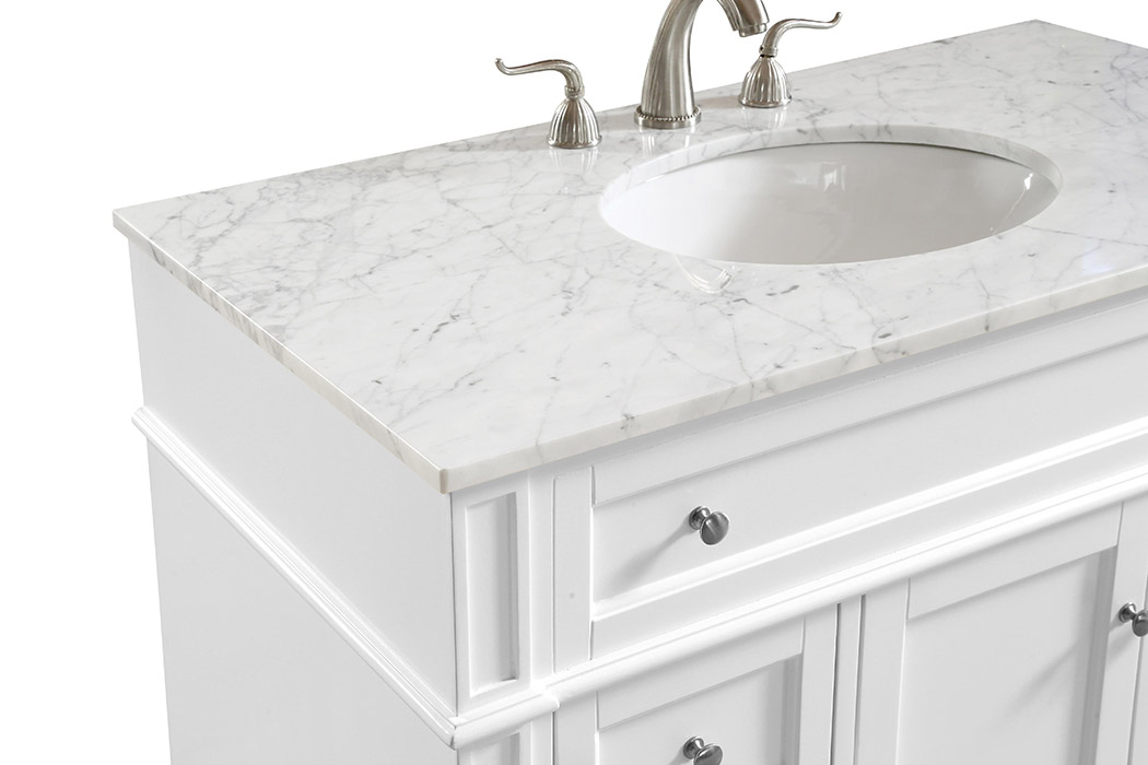 Elegant Single Bathroom Vanity Set - White, L 40" (VF12540WH)