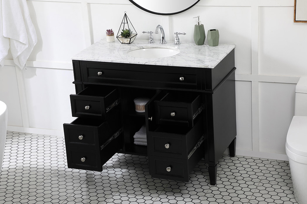 Elegant 42" Single Bathroom Vanity Set - Black (VF12542BK)