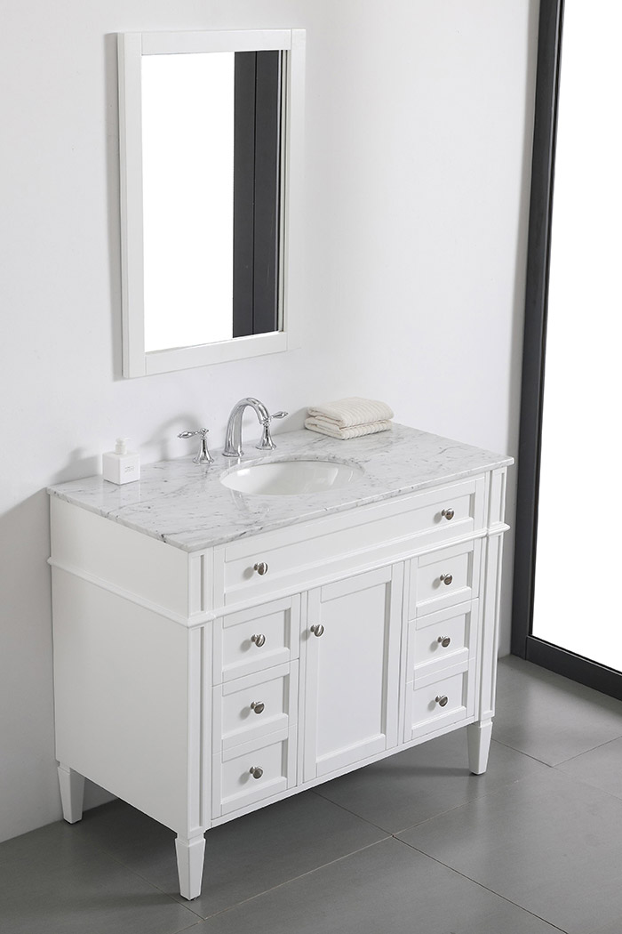 Elegant 42" Single Bathroom Vanity Set - White (VF12542WH)