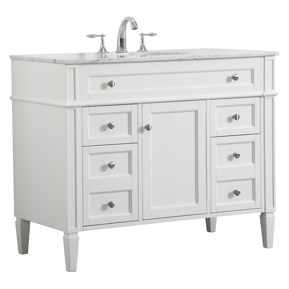 Elegant 42" Single Bathroom Vanity Set - White (VF12542WH)