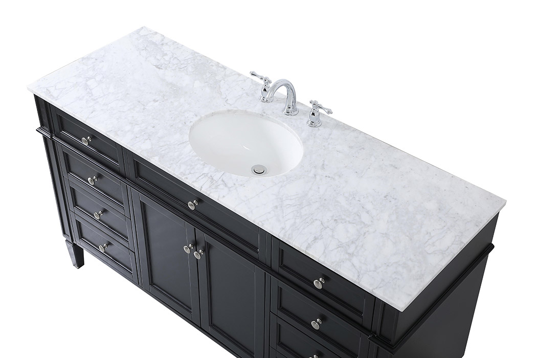 Elegant 60" Single Bathroom Vanity Set - Black (VF12560BK)