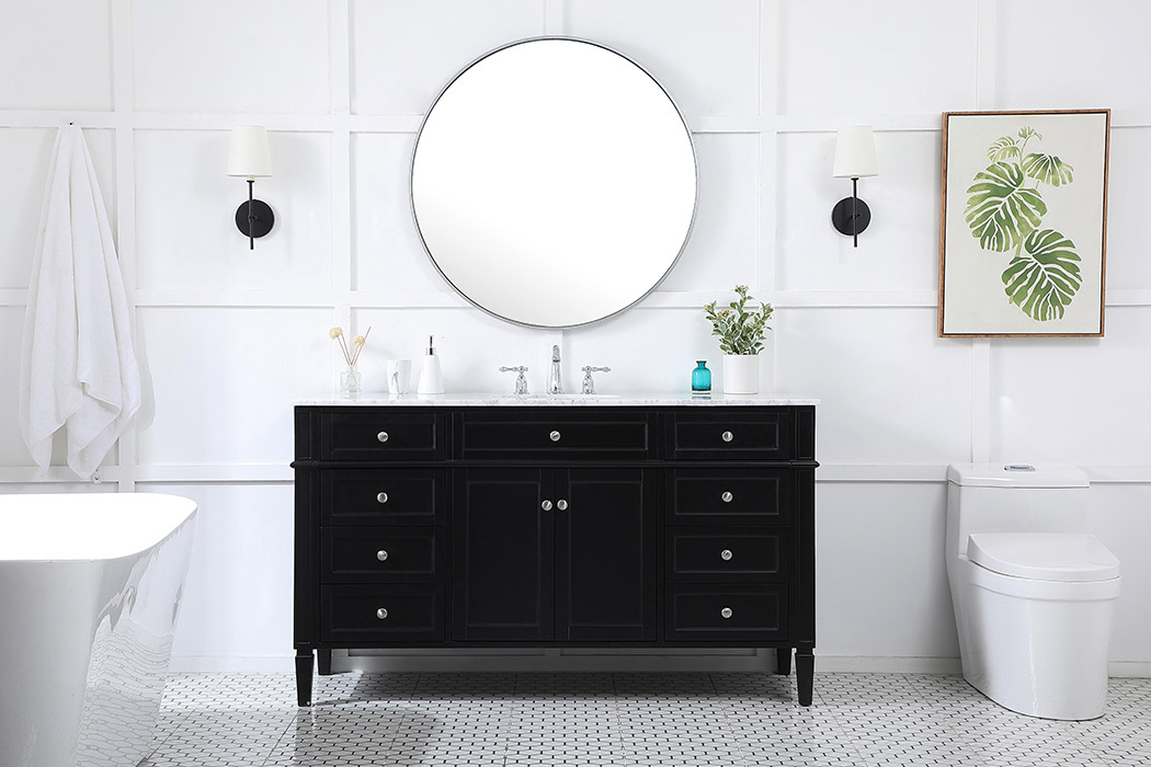 Elegant 60" Single Bathroom Vanity Set - Black (VF12560BK)