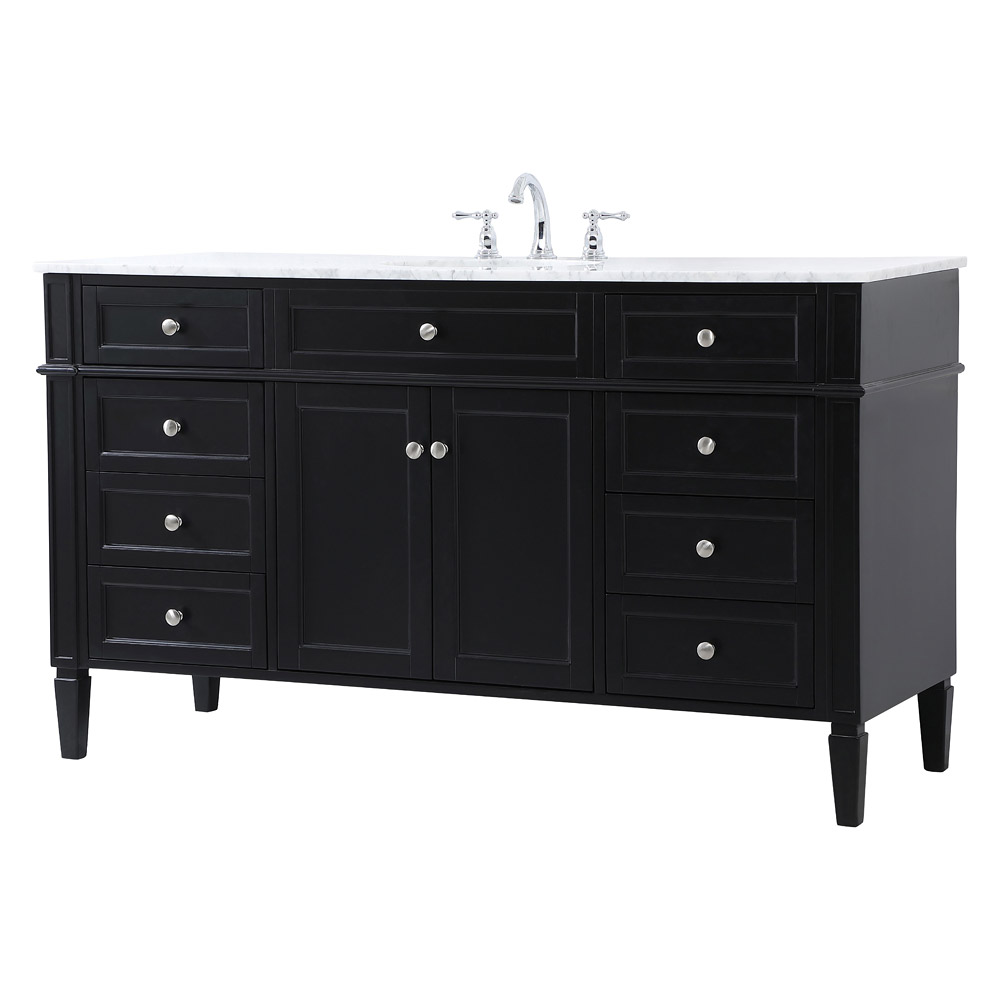 Elegant 60" Single Bathroom Vanity Set - Black (VF12560BK)