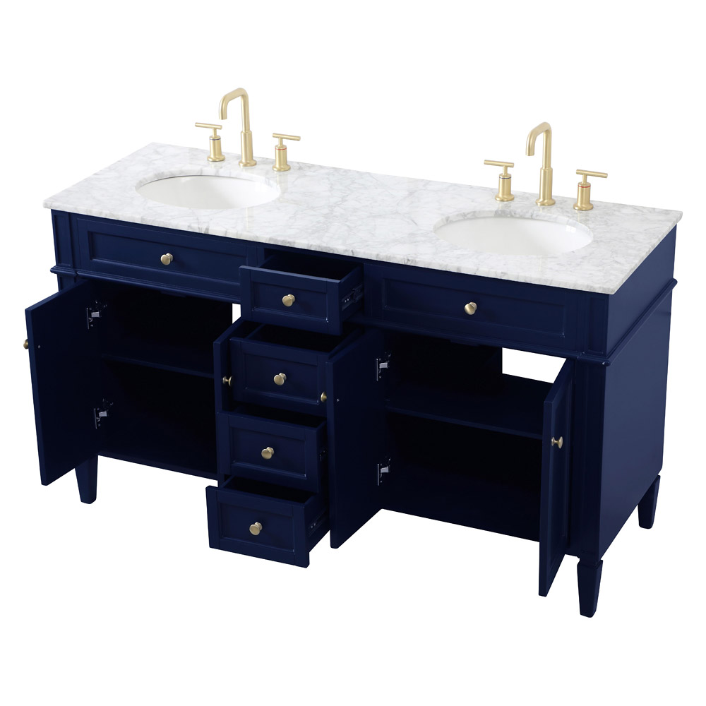 Elegant 60" Single Bathroom Vanity Set - Blue (VF12560DBL)