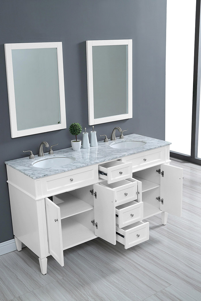 Elegant 60" Single Bathroom Vanity Set - White (VF12560DWH)