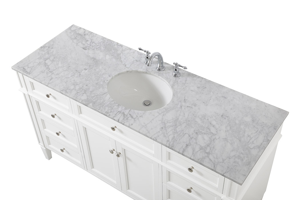 Elegant 60" Single Bathroom Vanity Set - White (VF12560WH)