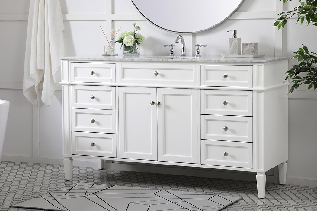 Elegant 60" Single Bathroom Vanity Set - White (VF12560WH)