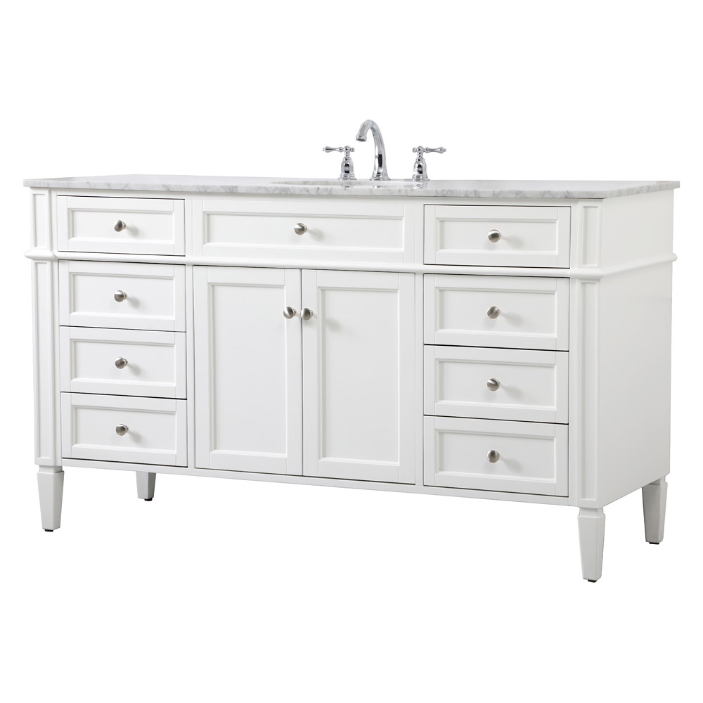 Elegant 60" Single Bathroom Vanity Set - White (VF12560WH)