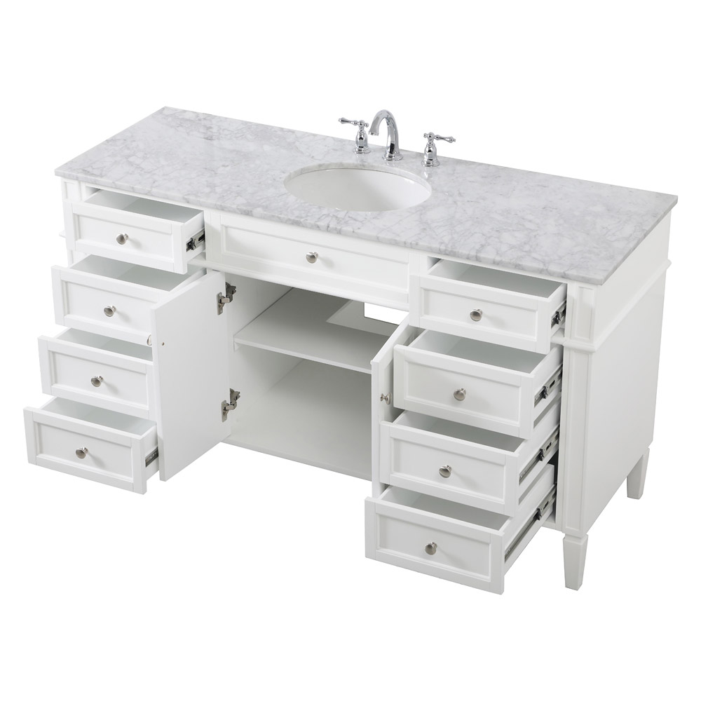 Elegant 60" Single Bathroom Vanity Set - White (VF12560WH)