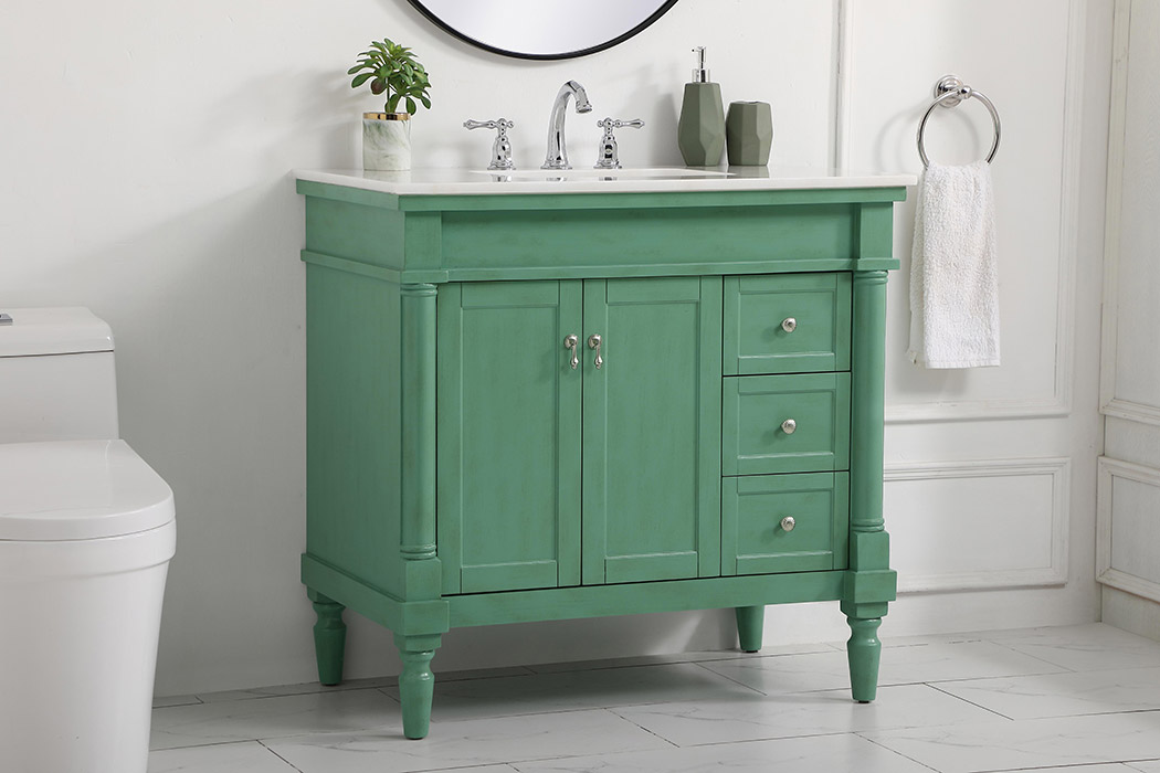 Elegant Bathroom Vanity - Vintage Mint (VF13036VM)