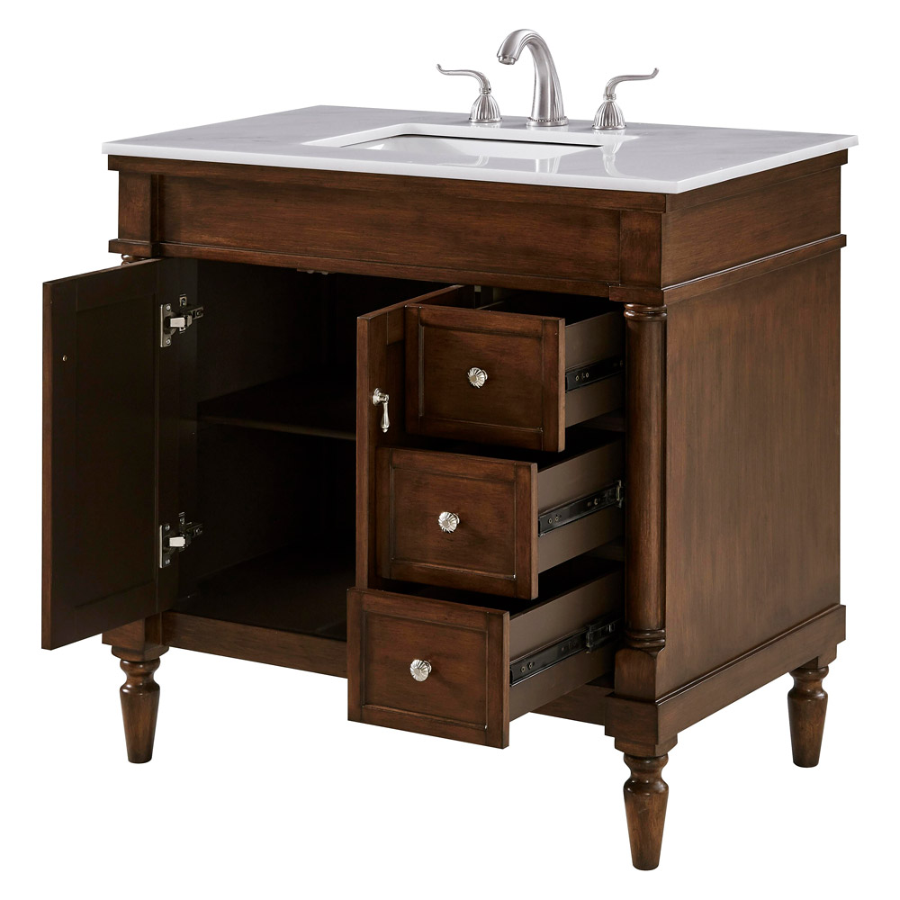 Elegant Bathroom Vanity - Walnut (VF13036WT)