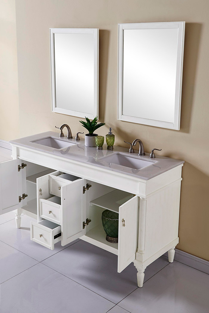 Elegant Bathroom Vanity - Antique White (VF13060DAW)