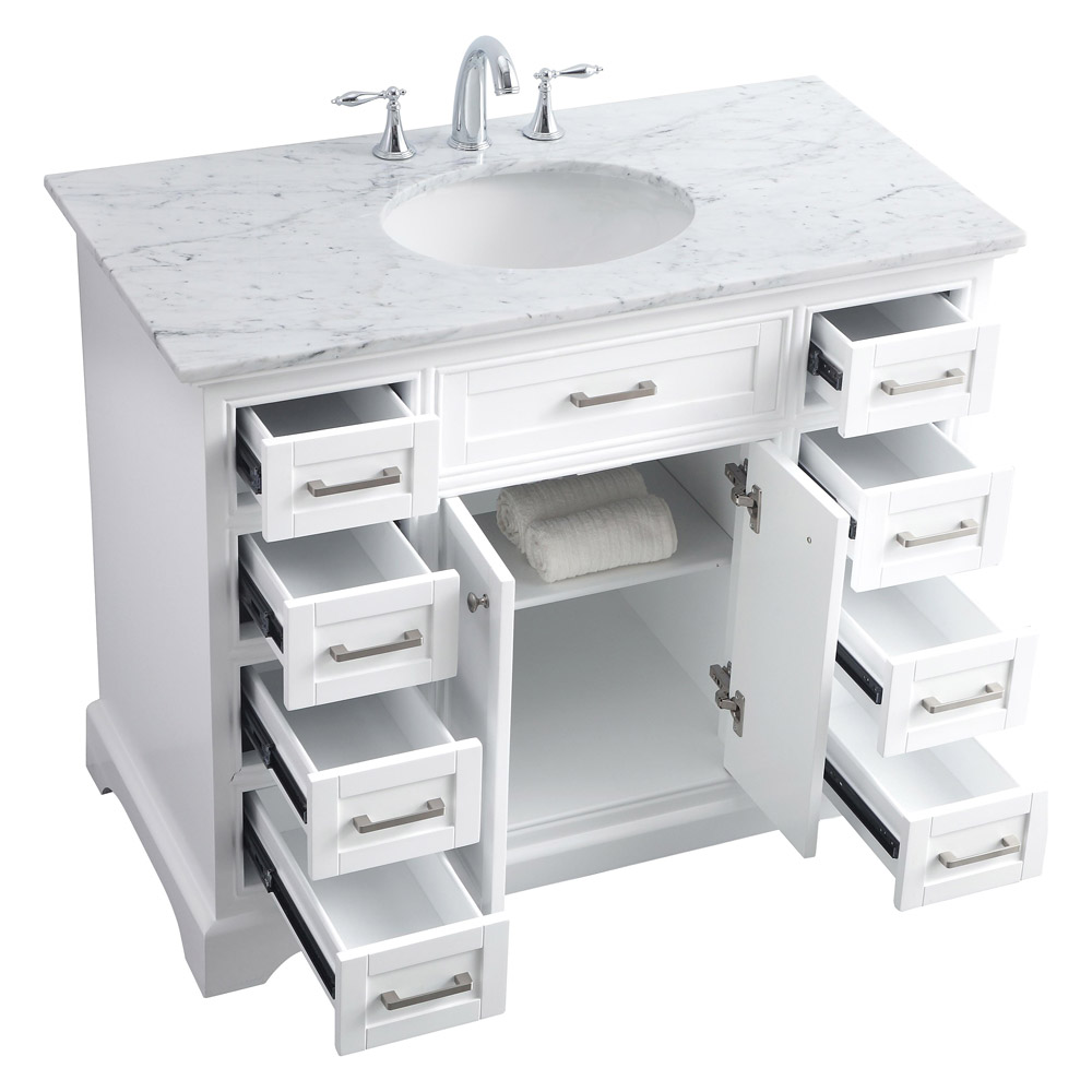 Elegant Bathroom Vanity - White, L 42" (VF15042WH)