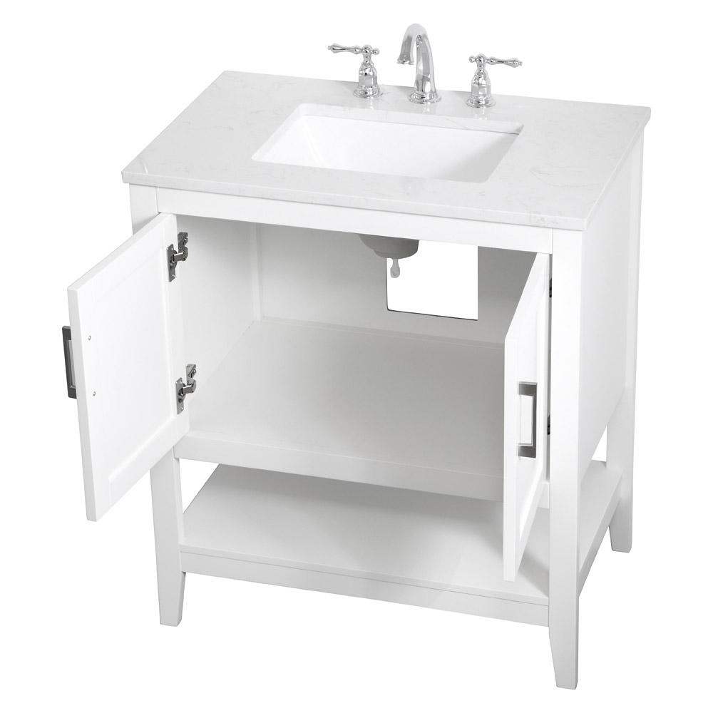 Elegant Bathroom Vanity - White (VF16030WH)