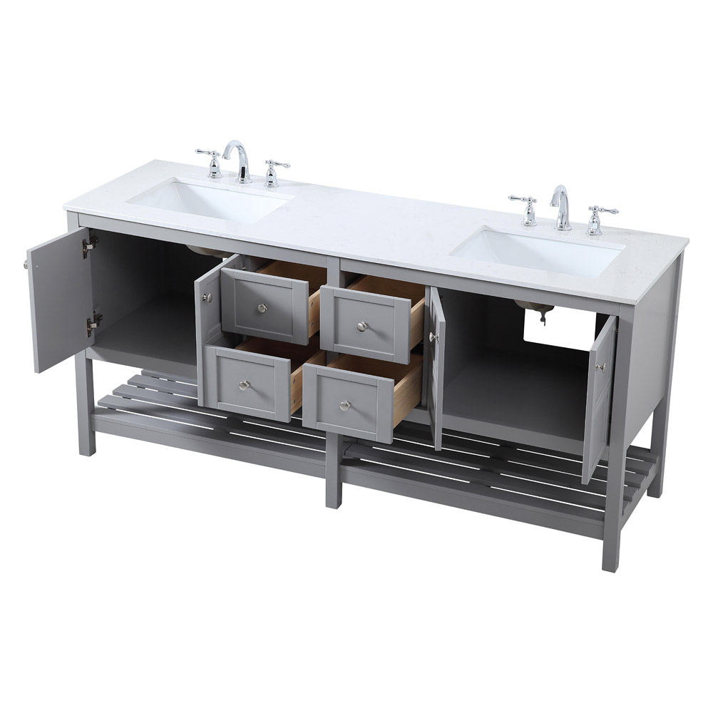 Elegant Bathroom Vanity - Gray, L 72" (VF16472DGR)