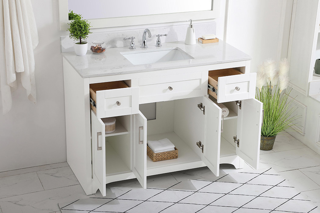 Elegant Bathroom Vanity - White (VF17048WH-BS)
