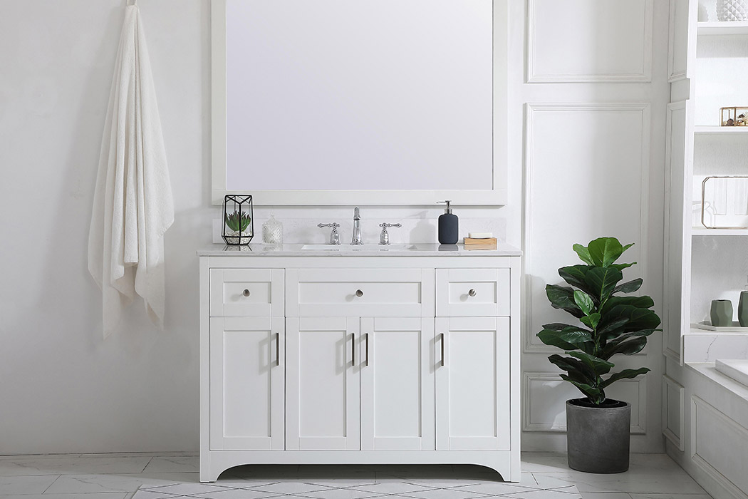 Elegant Bathroom Vanity - White (VF17048WH-BS)