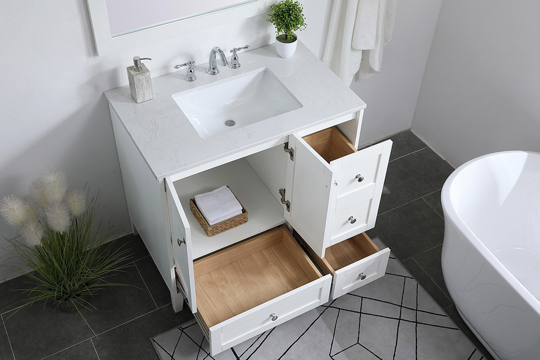 Elegant Bathroom Vanity - White (VF18036WH)