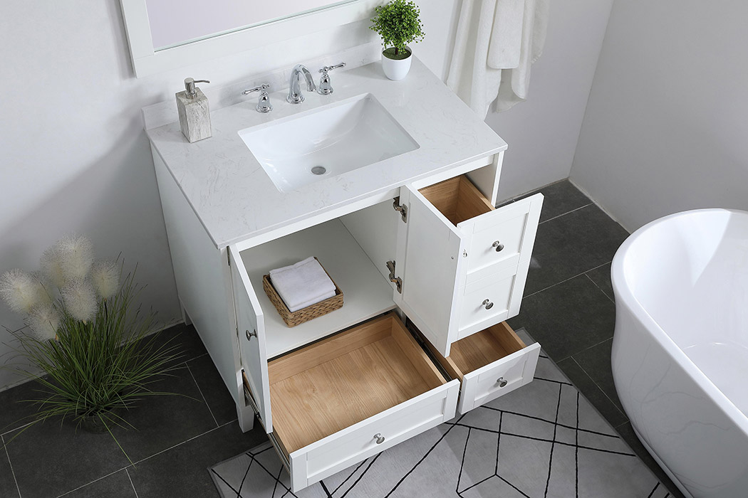 Elegant Bathroom Vanity - White (VF18036WH-BS)