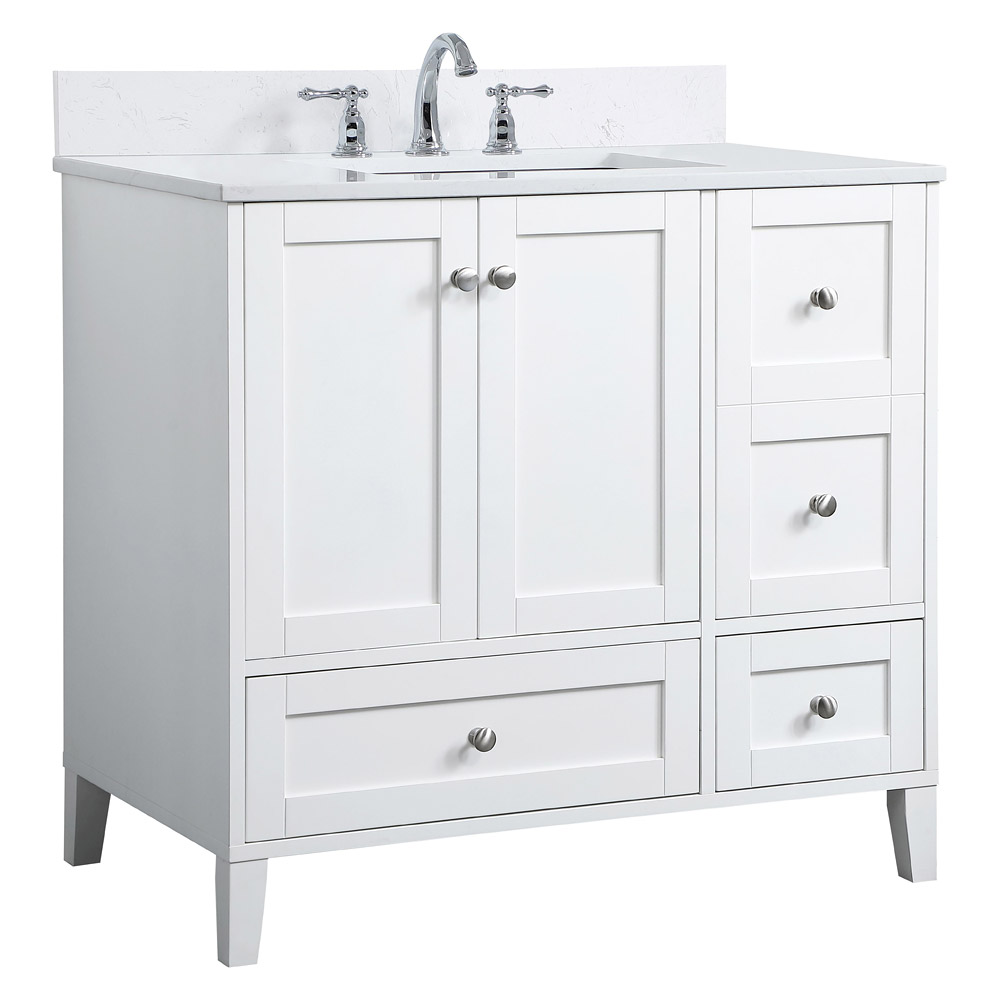 Elegant Bathroom Vanity - White (VF18036WH-BS)