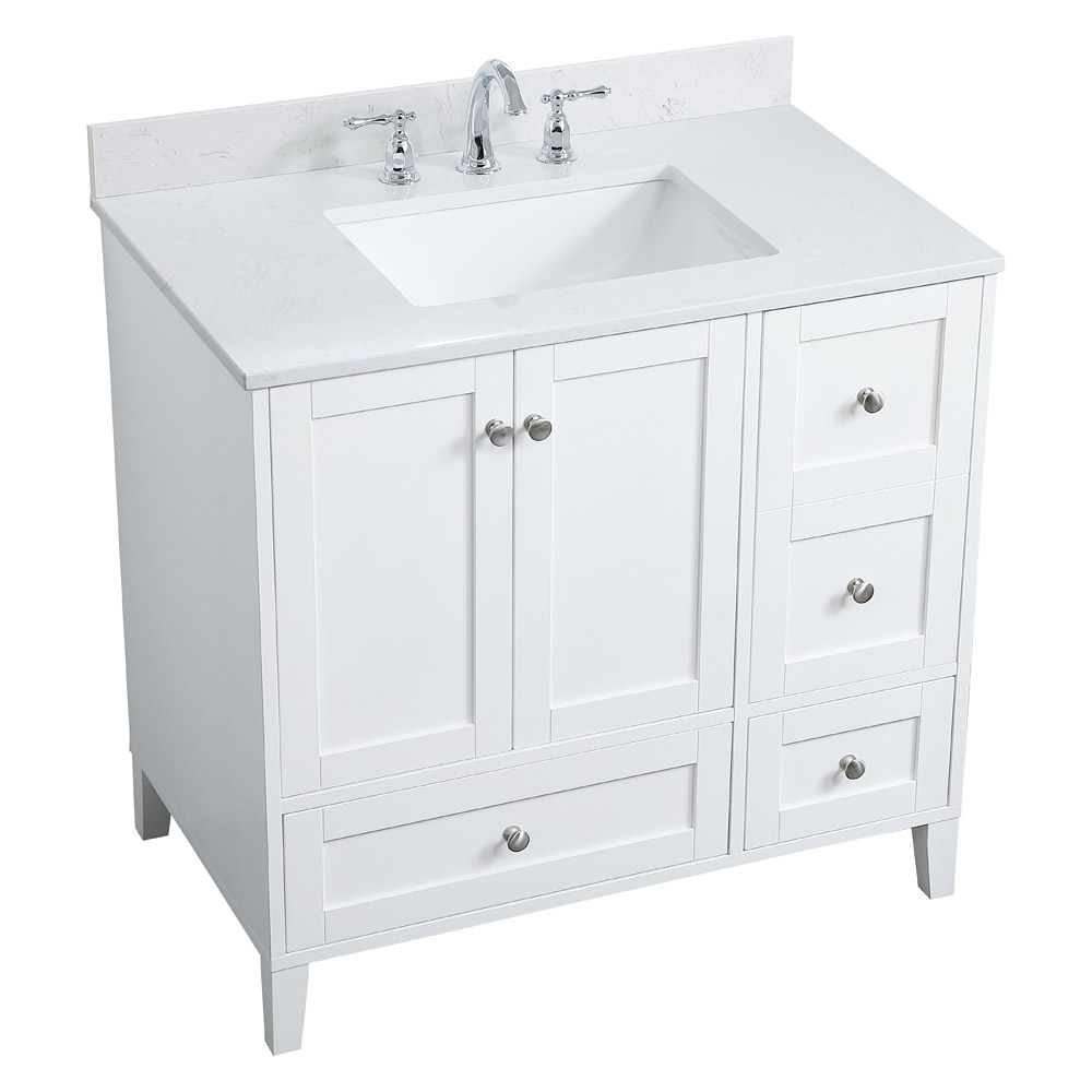Elegant Bathroom Vanity - White (VF18036WH-BS)