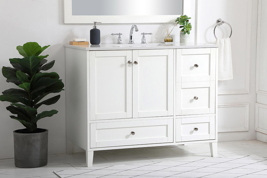 Elegant Bathroom Vanity - White (VF18042WH)