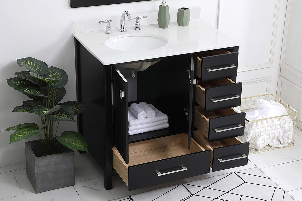 Elegant Bathroom Vanity - Black (VF18836BK-BS)
