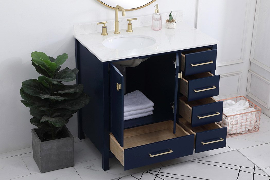 Elegant Bathroom Vanity - Blue (VF18836BL-BS)