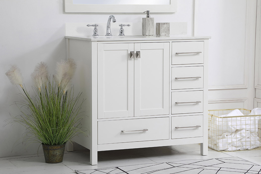 Elegant Bathroom Vanity - White (VF18836WH-BS)