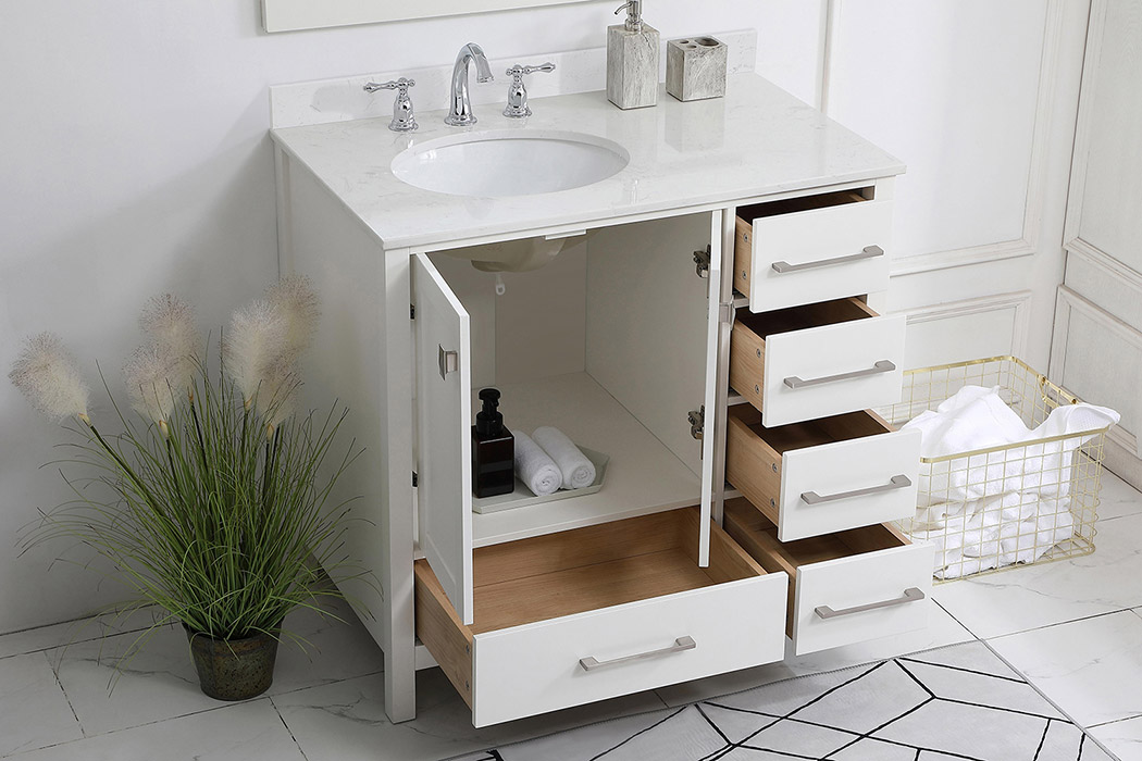 Elegant Bathroom Vanity - White (VF18836WH-BS)