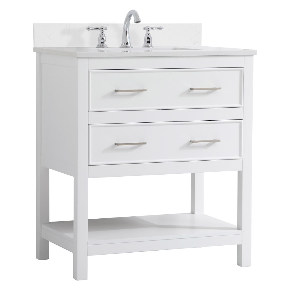 Elegant Bathroom Vanity - White (VF19030WH-BS)