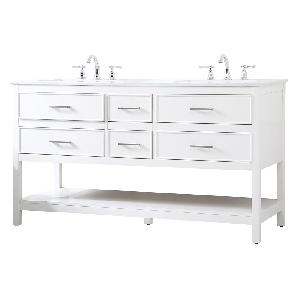 Elegant Bathroom Vanity - White (VF19060DWH)