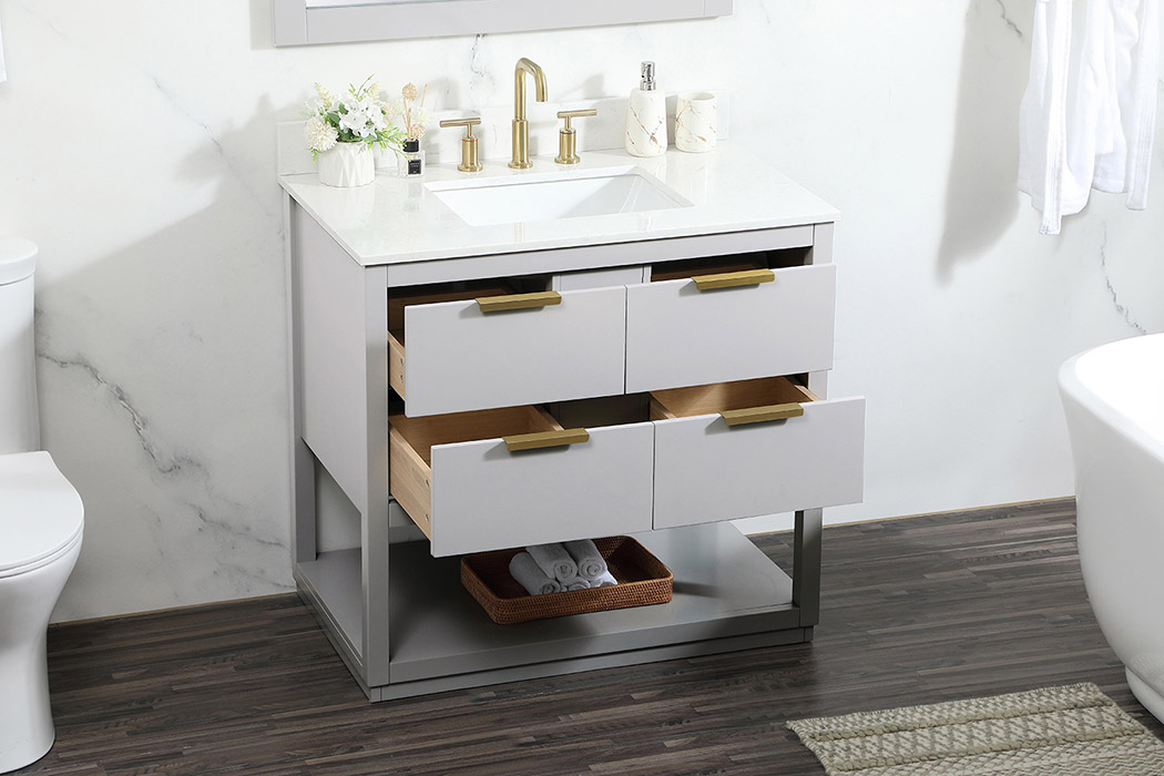 Elegant Bathroom Vanity - Gray (VF19236GR-BS)