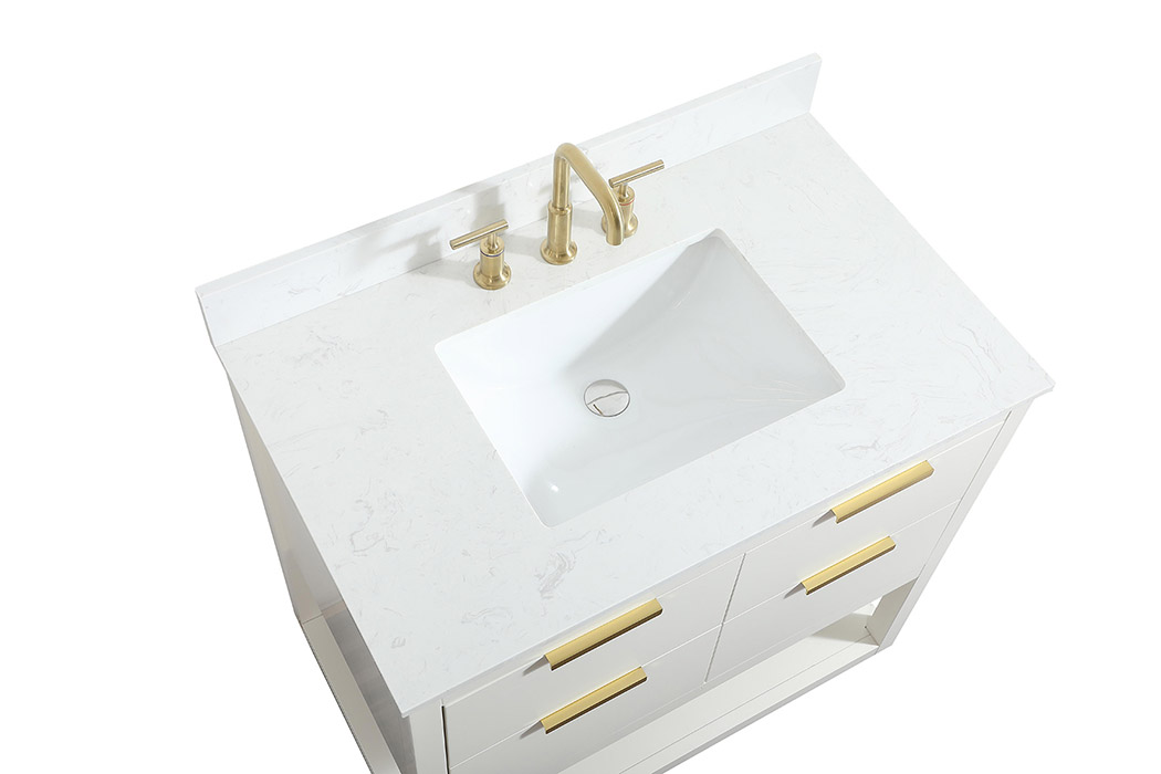 Elegant Bathroom Vanity - White (VF19236WH-BS)