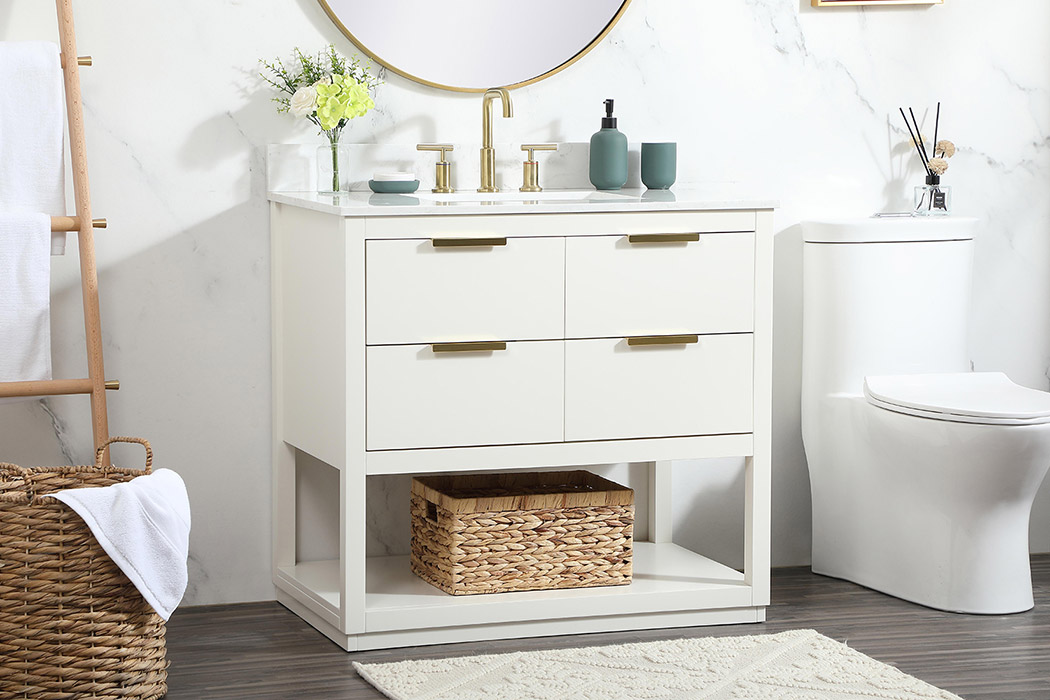 Elegant Bathroom Vanity - White (VF19236WH-BS)