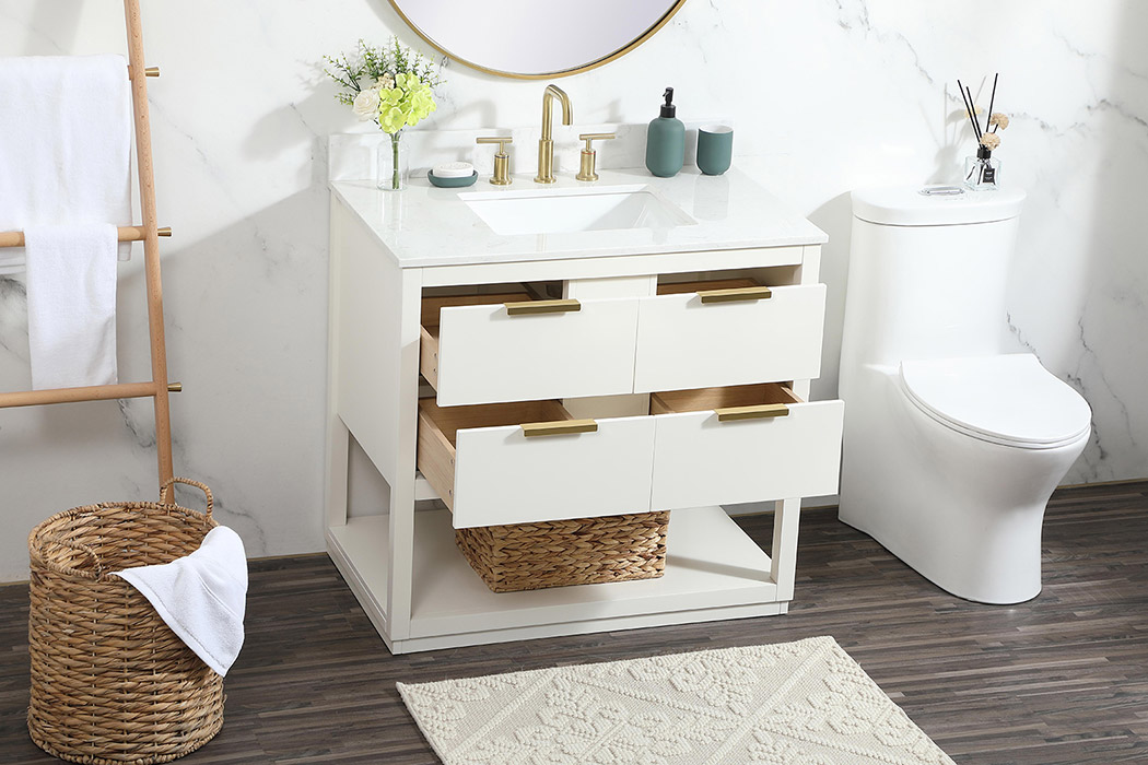 Elegant Bathroom Vanity - White (VF19236WH-BS)